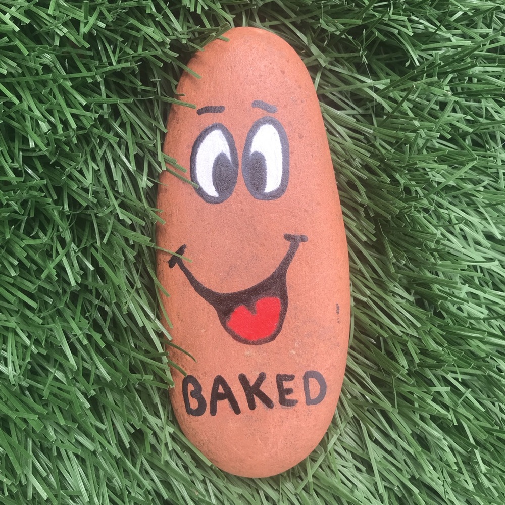 Baked potato painted rock